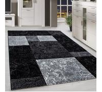 HomebyHome Tapis Salon 200x300 Moderne Tapis Chambre Tapis Noir 200x290 cm - Tapis Poil Court Salle de Séjour Carreaux Concevoir Doux et Moelleux - Tapis Cuisine Enfant Moquette à Poils Ras