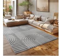 HomebyHome Tapis de Salon Moderne, Style Boho scandinave, Gris, Effet Haut-Bas, Tapis décoratif Facile d'entretien 160 x 230