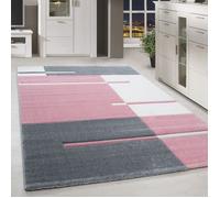 Homebyhome Tapis de salon Rose 160x230 cm, tapis sculpté à la main, moderne design à carreaux, tapis à poils courts