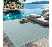 HomebyHome Tapis d'Extérieur Résistant aux Intempéries 120 x 170 cm Bleu - Résistant aux UV, Imperméable et Léger - Idéal pour Balcon, Terrasse, Jardin et Cuisine