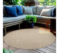 HomebyHome Tapis d'Extérieur Résistant aux Intempéries 200 cm Rond Beige - Résistant aux UV, Imperméable et Léger - Idéal pour Balcon, Terrasse, Jardin et Cuisine