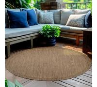 HomebyHome Tapis d'Extérieur Résistant aux Intempéries 200 cm Rond Marron - Résistant aux UV, Imperméable et Léger - Idéal pour Balcon, Terrasse, Jardin et Cuisine
