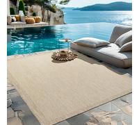 HomebyHome Tapis d'Extérieur Résistant aux Intempéries 200x300 (200 x 290 cm) Beige - Résistant aux UV, Imperméable et Léger - Idéal pour Balcon, Terrasse, Jardin et Cuisine