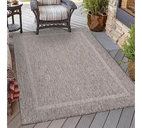 HomebyHome Tapis d'Extérieur Résistant aux Intempéries 200x300 (200 x 290 cm) Gris - Résistant aux UV, Imperméable et Léger - Idéal pour Balcon, Terrasse, Jardin et Cuisine