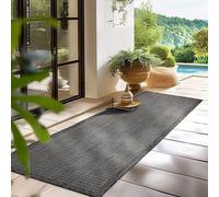 HomebyHome Tapis d'Extérieur Résistant aux Intempéries 60 x 100 cm Noir - Résistant aux UV, Imperméable et Léger - Idéal pour Balcon, Terrasse, Jardin et Cuisine