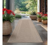 HomebyHome Tapis d'Extérieur Résistant aux Intempéries 80 x 250 cm Beige - Résistant aux UV, Imperméable et Léger - Idéal pour Balcon, Terrasse, Jardin, Cuisine, Salon et Salle à Manger