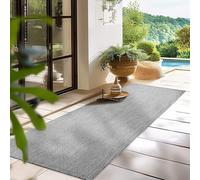 HomebyHome Tapis d'Extérieur Résistant aux Intempéries 80 x 250 cm Gris - Résistant aux UV, Imperméable et Léger - Idéal pour Balcon, Terrasse, Jardin et Cuisine