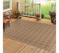 HomebyHome Tapis d'intérieur et d'extérieur résistant aux intempéries Beige 120x170 cm Tapis de Cuisine antidérapant, Design Naturel, Aspect sisal et Jute, Tapis de Balcon et Jardin imperméable