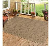 HomebyHome Tapis d'intérieur et d'extérieur résistant aux intempéries Beige 160x230 cm Tapis de Cuisine antidérapant, Design Naturel, Aspect sisal et Jute, Tapis de Balcon et Jardin imperméable