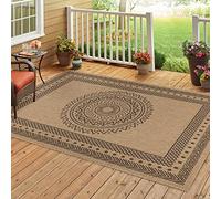 HomebyHome Tapis d'intérieur et d'extérieur résistant aux intempéries Beige 80x250 cm Tapis de Cuisine antidérapant, Design Naturel, Aspect sisal et Jute, Tapis de Balcon et Jardin imperméable
