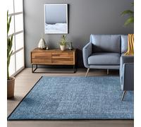 HomebyHome Tapis en Coton Chenille Bleu 200x290 cm Lavable, Style Boho, Vintage Kelim, Poils Courts, Antidérapant et Doux, Mélange Monochrome, pour Salon, Chambre, Bureau & Cuisine