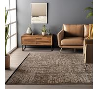 HomebyHome Tapis en Coton Chenille Brun 200x290 cm Lavable, Style Boho, Vintage Kelim, Poils Courts, Antidérapant et Doux, Mélange Monochrome, pour Salon, Chambre, Bureau & Cuisine