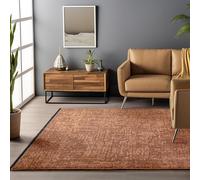 HomebyHome Tapis en Coton Chenille Terre Cuite 200x290 cm Lavable, Style Boho, Vintage Kelim, Poils Courts, Antidérapant et Doux, Mélange Monochrome, pour Salon, Chambre, Bureau & Cuisine