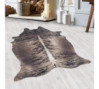 HomebyHome Tapis en Fourrure Fourrure synthétique tissée à Plat Concevoir en Peau de Buffle Salon Chambre à Coucher Lavable Doux Forme Animale Antidérapant, Couleur :Marron, Taille:150x200 cm