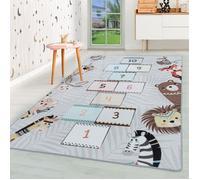 HomebyHome Tapis pour Enfants Poils Courts Conception du Ciel et de l'enfer Chambre d'enfant de bébé Salle de Jeux Doux Lavable Rectangulaire Garçons Filles Gris, Couleur :Gris, Taille:120x170 cm
