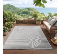 HomebyHome Tapis Extérieur Gris 140x200 cm Résistant aux Intempéries UV Facile d'entretien Design Scandinave Boho pour Cuisine Balcon Terrasse Jardin Salon