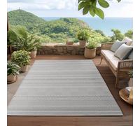 HomebyHome Tapis Extérieur Gris 140x200 cm Résistant aux Intempéries UV Facile d'entretien Design Scandinave Boho pour Cuisine Balcon Terrasse Jardin Salon