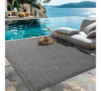HomebyHome Tapis intérieur extérieur 160x230 cm Noir uni Lavable imperméable Facile d'entretien Tissage Plat pour terrasse Jardin Cuisine Salon Salle à Manger