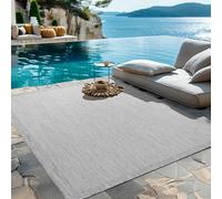 HomebyHome Tapis intérieur extérieur 200x290 cm Gris uni Lavable imperméable Facile d'entretien Tissage Plat idéal pour Balcon terrasse Jardin et Cuisine