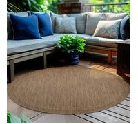 Homebyhome Tapis intérieur extérieur Marron 200 cm Rond Tapis uni pour balcon cuisine et terrasse tissage plat