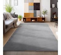 HomebyHome Tapis Lavable 240x340 cm Gris Moderne Uni Poils Courts Doux Antidérapant Lavable en Machine XL Grand pour Salon Chambre Salle à Manger