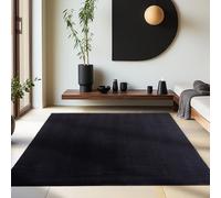 HomebyHome Tapis Lavable 240x340 cm Noir Moderne Uni Poils Courts Doux Antidérapant Lavable en Machine XL Grand pour Salon Chambre Salle à Manger