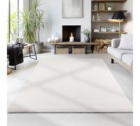 HomebyHome Tapis Lavable à Poils Courts 140 x 200 cm Crème Moderne Uni Doux en Polyester Facile à Entretenir pour Salon Chambre Salle à Manger Décoration Intérieure