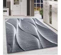 Homebyhome Tapis moderne à poils ras, tendance Gris Tapis 120x170 cm motif en bois ondulé 3D, tapis moelleux