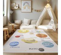 HomebyHome Tapis pour Chambre d'enfant avec Motif de planètes, pour garçons et Filles, Beige, Tapis pour la Chambre de bébé 140 x 200 cm