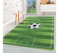 HomebyHome Tapis pour Enfants Poils Courts Conception du Terrain de Football Chambre d'enfant de bébé Salle de Jeux Doux Lavable Rectangulaire Garçon Vert, Couleur :Vert, Taille:80x120 cm