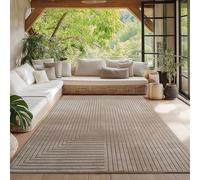 HomebyHome Tapis pour Salon, Chambre, Véranda - Poils Courts Beige, Effet Relief, Doux et Lavable, Adapté à l Extérieur, Facile à Entretenir, 200x290 cm