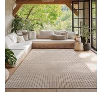 HomebyHome Tapis pour Salon, Chambre, Véranda - Poils Courts Beige, Effet Relief, Doux et Lavable, Adapté à l Extérieur, Facile à Entretenir, 240x340 cm