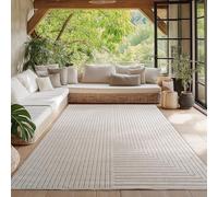 HomebyHome Tapis pour Salon, Chambre, Véranda - Poils Courts Crème, Effet Relief, Doux et Lavable, Adapté à l Extérieur, Facile à Entretenir, 200x290 cm