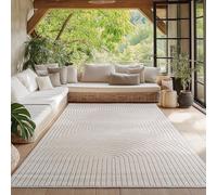 HomebyHome Tapis pour Salon, Chambre, Véranda - Poils Courts Crème, Effet Relief, Doux et Lavable, Adapté à l Extérieur, Facile à Entretenir, 160x230 cm