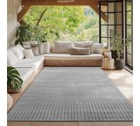 HomebyHome Tapis pour Salon, Chambre, Véranda - Poils Courts Gris, Effet Relief, Doux et Lavable, Adapté à l Extérieur, Facile à Entretenir, 200x290 cm