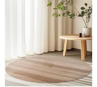 HomebyHome Tapis Rond Beige 160 cm Tapis à Poils Courts Lavable, Rond, Antidérapant et Doux, Design Monochrome Moderne pour Salon, Chambre, Cuisine et Chambre d'enfant