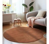 HomebyHome Tapis Rond Lavable 200 cm Marron Uni Poils Courts Moderne Doux Antidérapant Lavable en Machine pour Salon Chambre Salle à Manger