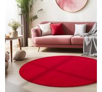 HomebyHome Tapis Rond Lavable 200 cm Rouge Uni Poils Courts Moderne Doux Antidérapant Lavable en Machine pour Salon Chambre Salle à Manger