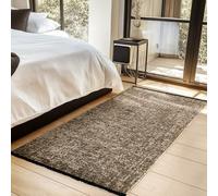HomebyHome, Tapis Runner en Coton Chenille Brun 80x150 cm Lavable, Style Boho, Vintage Kelim, Poils Courts, Antidérapant et Doux, Mélange Monochrome, pour Cuisine, Chambre & Couloir