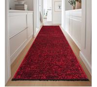 Homebyhome, Tapis Runner en Coton Chenille Rouge 80x250 cm Lavable, Antidérapant et Doux, Pour Salon, Chambre & Couloir