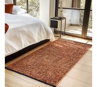 HomebyHome, Tapis Runner en Coton Chenille Terre Cuite 80x150 cm Lavable, Style Boho, Vintage Kelim, Poils Courts, Antidérapant et Doux, Mélange Monochrome, pour Cuisine, Chambre & Couloir