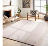 HomebyHome Tapis de salon à poils courts - 160 x 230 cm - Beige - Lavable - Idéal pour chambre à coucher, salle à manger et cuisine - Moelleux et antidérapant