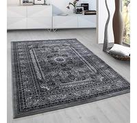 HomebyHome Tapis Salon 200x300 Tapis Chambre Vintage Tapis Oriental Gris 200x290 cm - Tapis Poil Court Salle de Séjour Ornament Bordüre Concevoir Doux et Moelleux - Tapis Cuisine Moquette à Poils Ras
