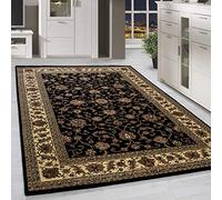 HomebyHome Tapis Salon 200x300 Tapis Chambre Vintage Tapis Oriental Noir 200x290 cm - Tapis Poil Court Salle de Séjour Ornament Bordüre Concevoir Doux et Moelleux - Tapis Cuisine Moquette à Poils Ras