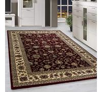 Homebyhome Tapis Salon 200x300 Tapis Chambre Vintage Tapis Oriental Rouge 200x290 cm - Tapis Poil Court Salle de Séjour Ornament Bordüre Concevoir Doux et Moelleux - Tapis Cuisine Moquette à Poils Ras