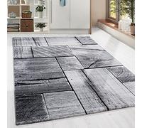 HomebyHome Tapis Salon Chambre Moderne à Poil Court avec Design en Bois en 3D, Robuste et Doux, Tapis Noir 80x150 cm