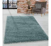 HomebyHome tapis Salon Moderne Chambre Adulte Aqua 60x110 cm Coureur Shaggy Salle de Séjour Poil Long Doux et Moelleux Cuisine