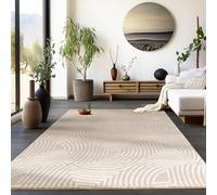 Homebyhome Tapis Salon Moderne Chambre Couloir 80 x 250 cm Beige - Poil Court Salle de Séjour Effet 3D Scandinave Doux et Moelleux - Cuisine Lavable Moquette à Poils Ras