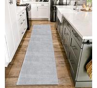 Homebyhome tapis Salon Moderne Chambre Couloir Argent 60 x 110 cm - Tapis Poil Court Salle de Séjour Couleur Unie Doux et Moelleux - Lavable Antidérapant Moquette à Poils Ras