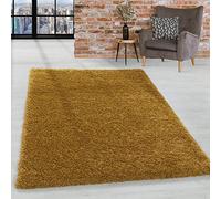 HomebyHome Tapis Salon Moderne Or 100x200 cm - Chambre Adulte, Salle de Séjour, Cuisine - Shaggy Poil Long Unicolore Doux et Moelleux